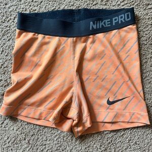 Nike Pro Black & Orange Athletic Shorts